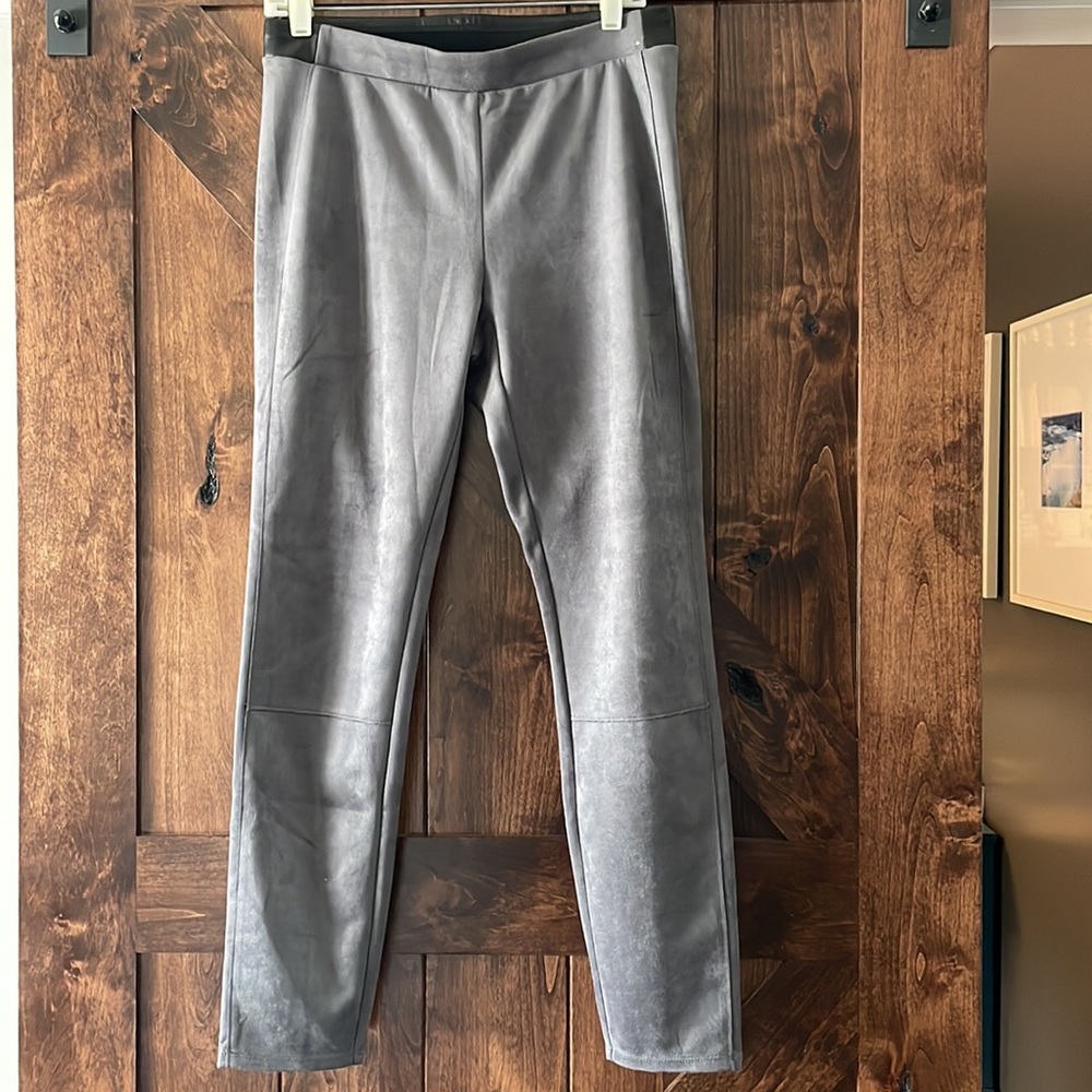 White House Black Market Gray Soft Faux Suede Legging Pants sz 6